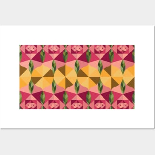 Abstract geometric roses mosaic pattern Posters and Art